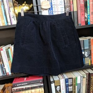 J. Crew Navy Corduroy Skirt with Pockets, Size 2
